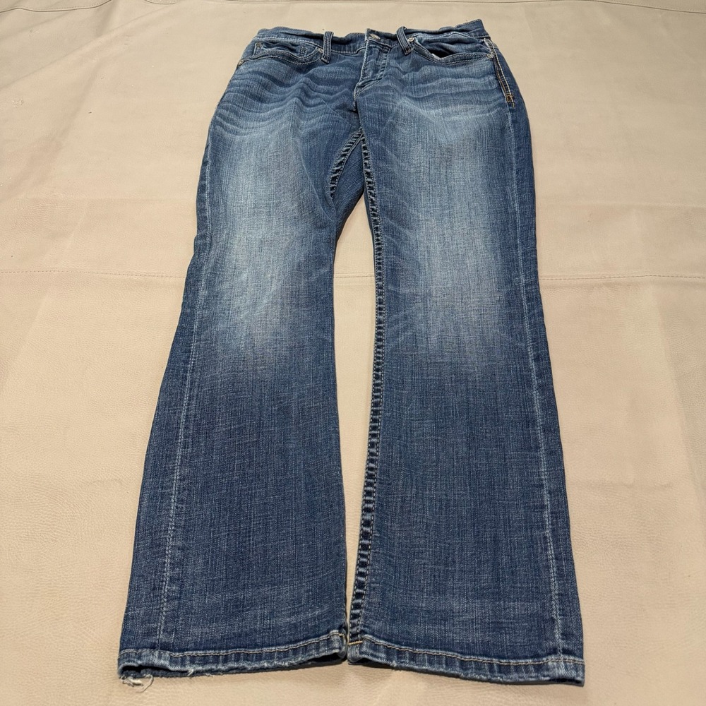BKE Buckle Jake Straight Men Denim Jean 30x30 Dark Wash Distress Whisker-7042